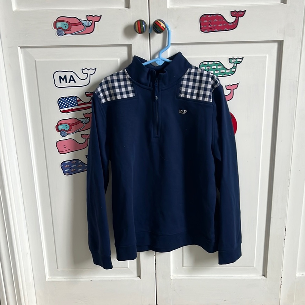 Girls, vineyard, vines, navy shep shirt, size medium